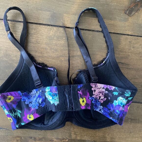 Frederick's of Hollywood Floral Bra 34D Full Support Wired Cupped‎ Lace - Picture 5 of 7